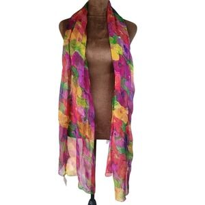 NWyt Express Compagnie Internationale Scarf Vibrant Colors Vintage Chiffon Long